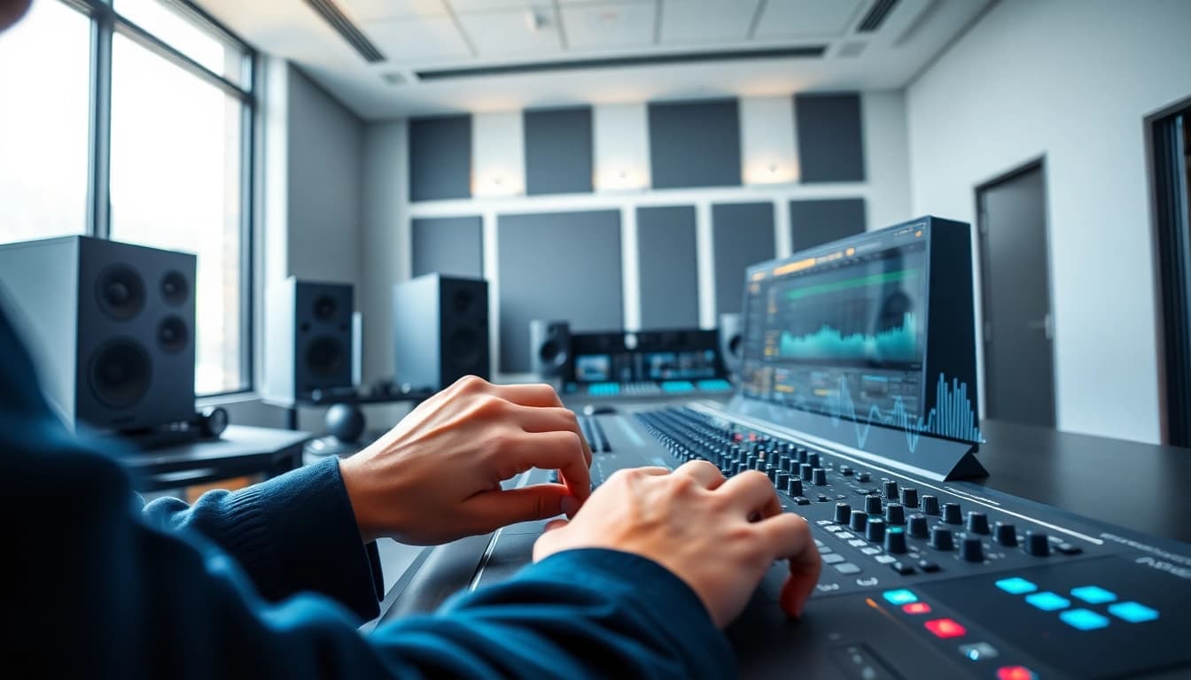 Optimize your online mastering projects with a skilled audio engineer in a modern studio.