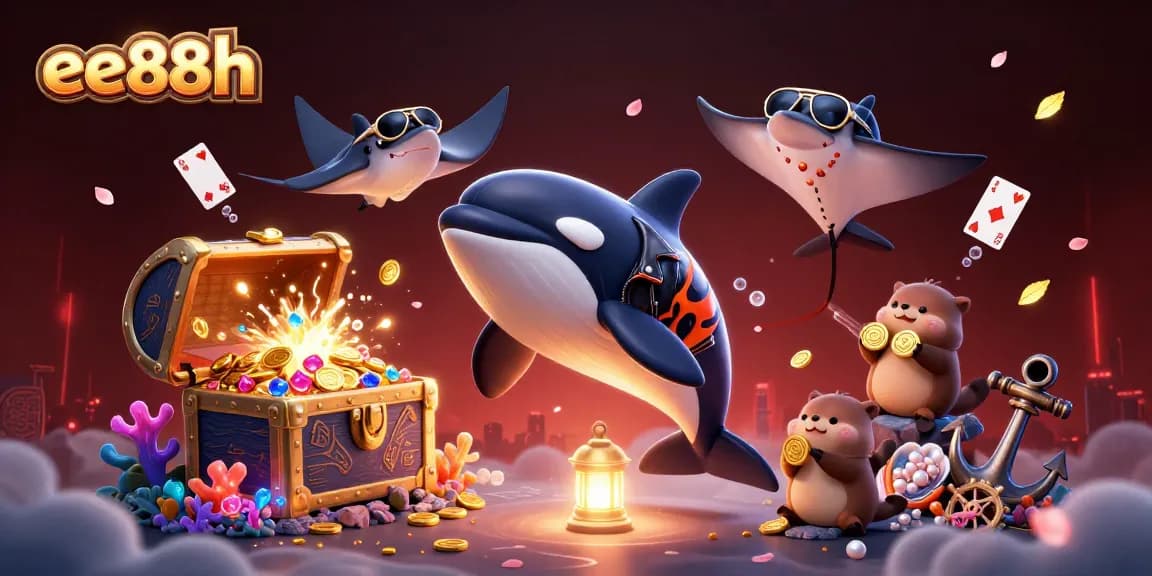 ee88h features an energetic scene with playful sea creatures engaging in exciting gaming activities.