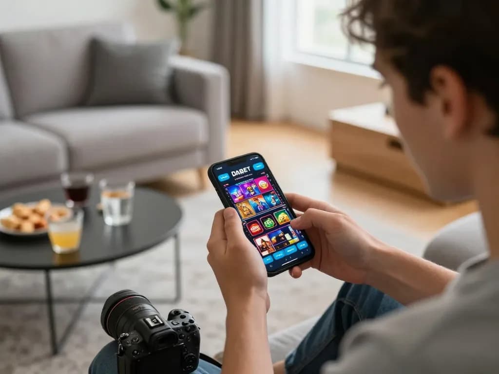 DABET online gaming session showcasing a user engaging with casino app on smartphone