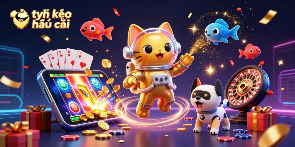 Engage with tỷ lệ kèo nhà cái in this vibrant 3D space scene packed with casino excitement.