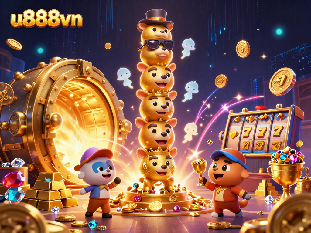 Engage in thrilling gameplay at u888vn with exciting slot jackpots and vibrant casino scenes.
