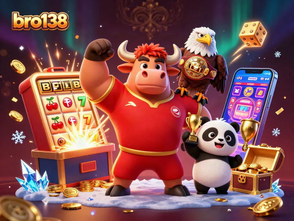 Experience the thrill of bro138 with a vibrant casino scene featuring dynamic characters and game elements.