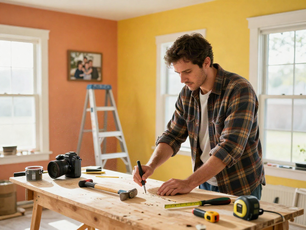 home repair services Des Moines Iowa handyman repairing interior with tools