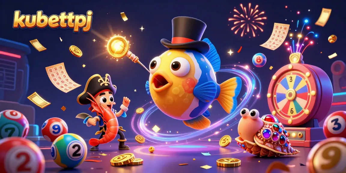 Win exciting prizes at kubettpj as a glowing anglerfish entertains amidst vibrant gaming elements.