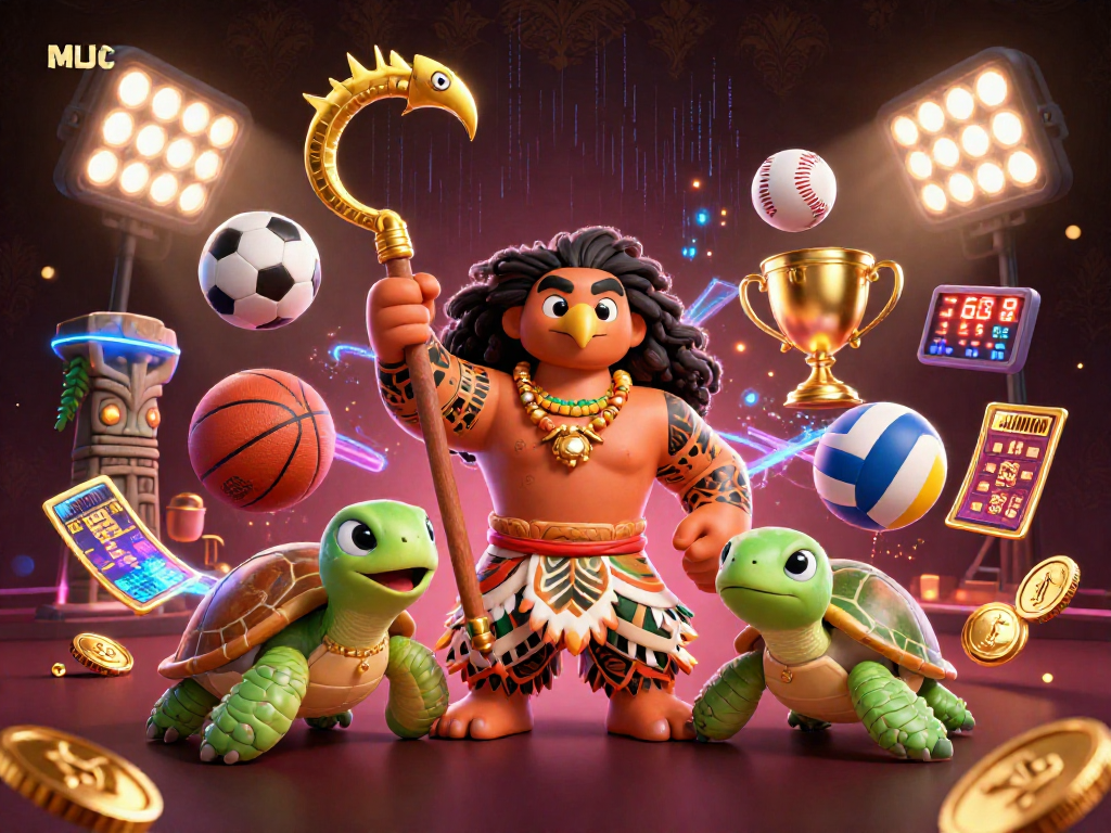Engage with MUBET's dynamic sports betting scene featuring vibrant characters and elements.