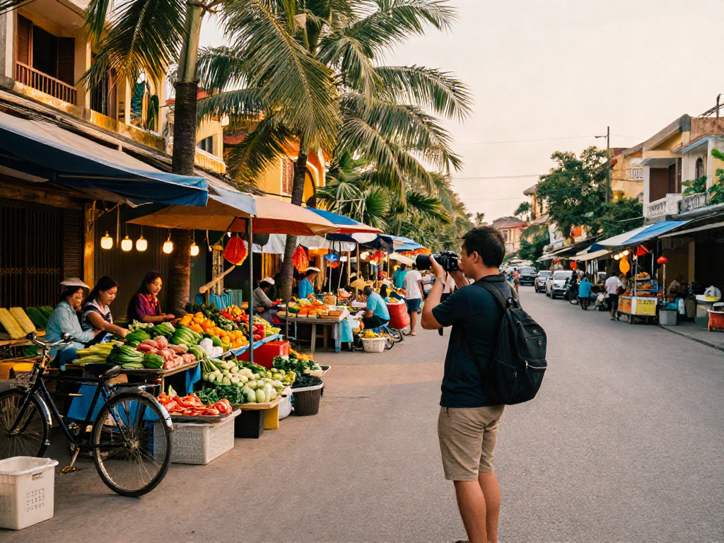 Explore vibrant Vietnamese street food culture at https://joeyvisavietnam.com/ with travelers enjoying local cuisine and lively markets.