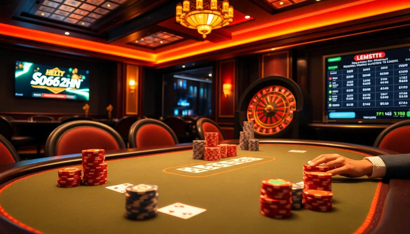 Engage with the luxurious atmosphere of https://s666hn.com/ at a high-stakes poker game.