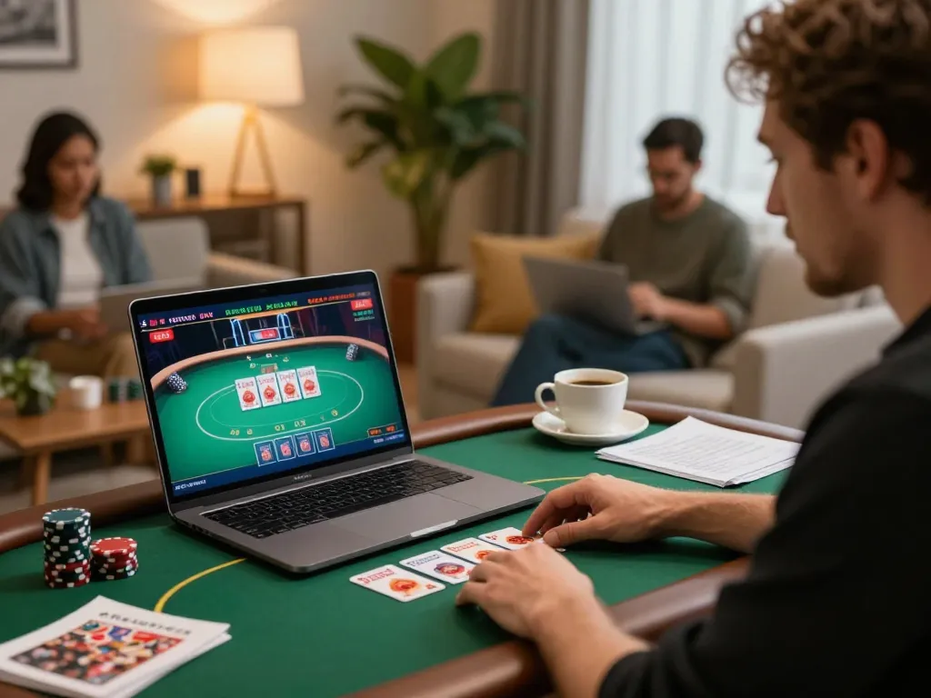 Experience online gambling at https://rr88.select/ with a cozy gaming setup featuring live dealer action