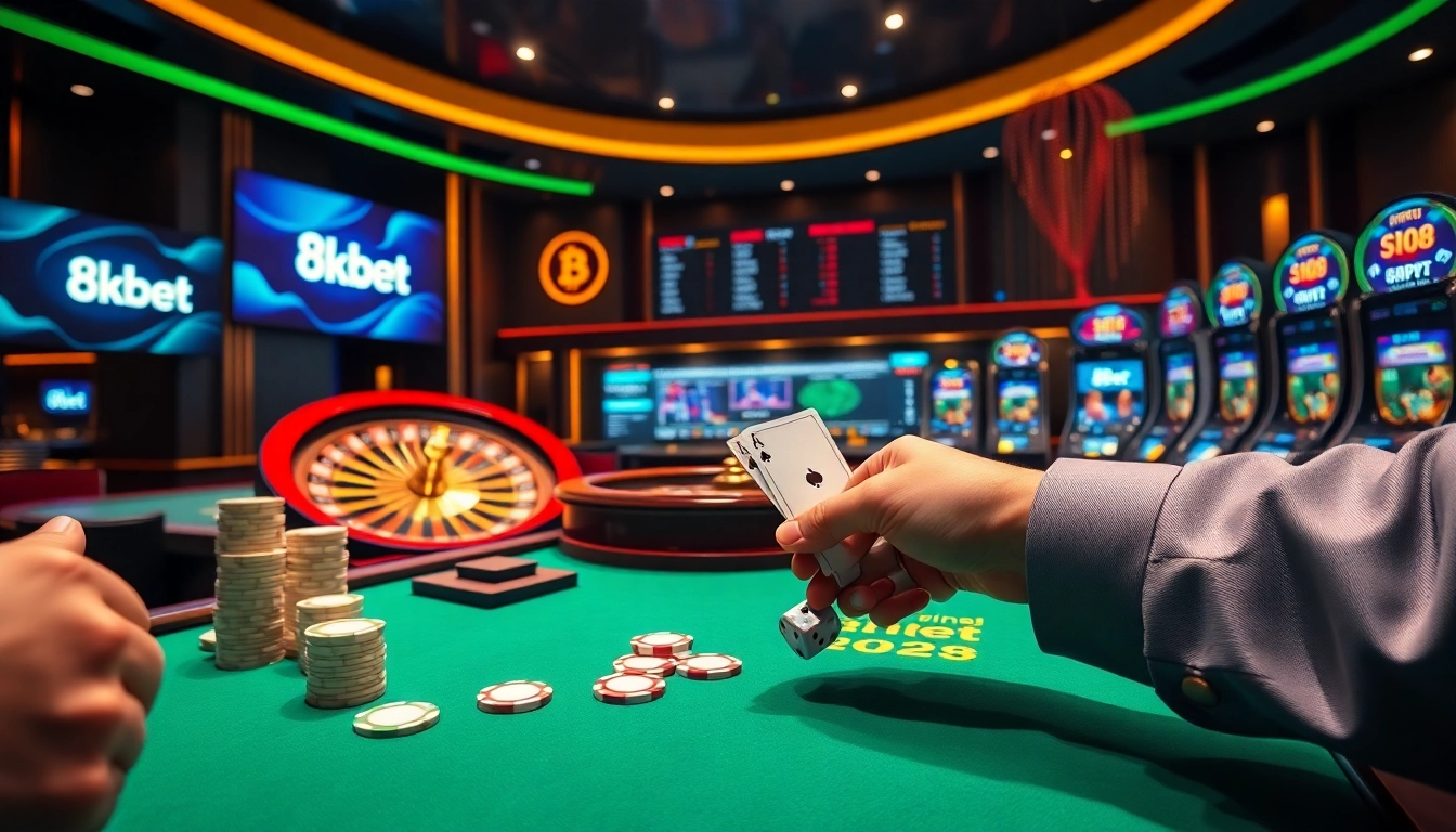 Engaging 8kbet poker game showcasing strategic chip stacking and live roulette action with clear betting odds