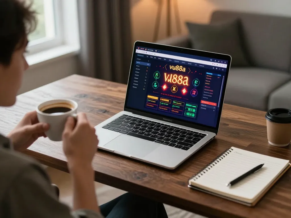 Engaging online gameplay on vu88a platform with cozy home atmosphere.