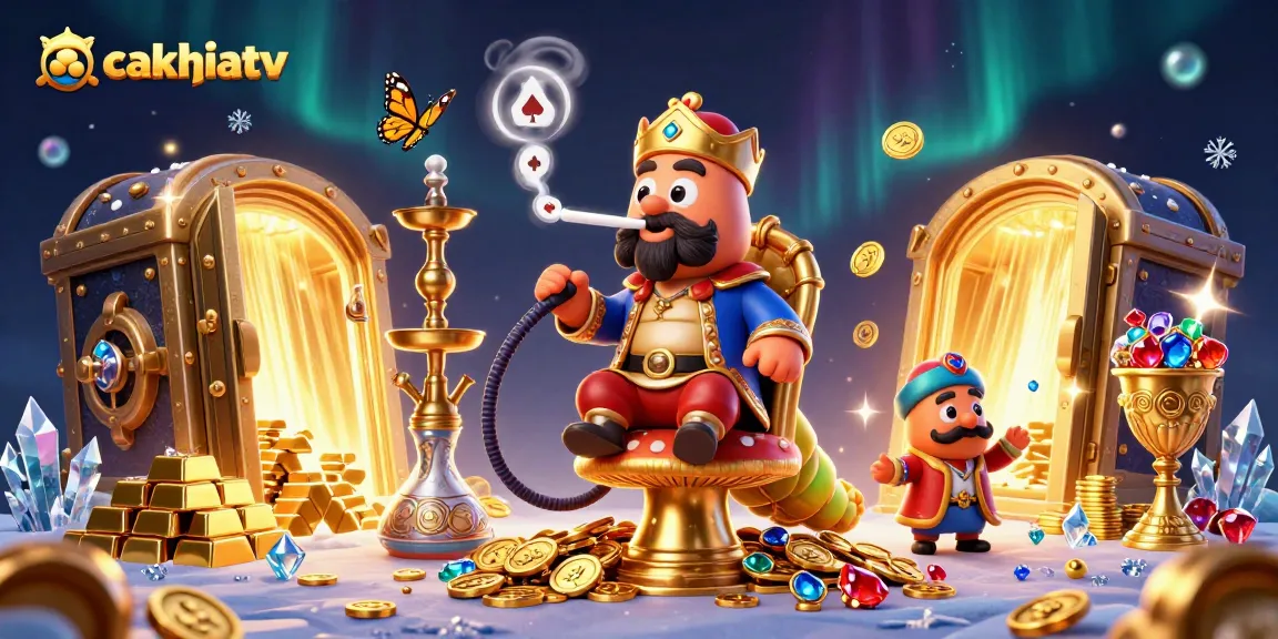 Experience thrilling gameplay with cakhiatv's poker symbols and extravagant casino treasures.
