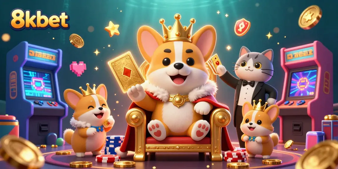 Experience exciting gaming adventures with 8kbet in a vibrant casino scene filled with characters and games.