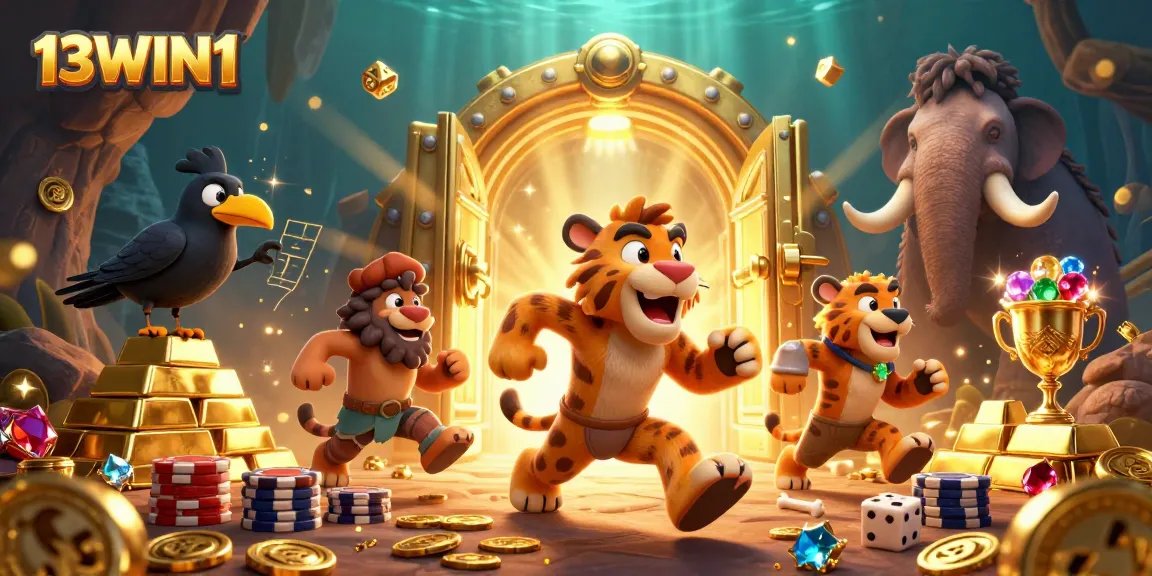 Experience excitement at 13WIN1's dynamic prehistoric casino with unique casino elements and treasures.
