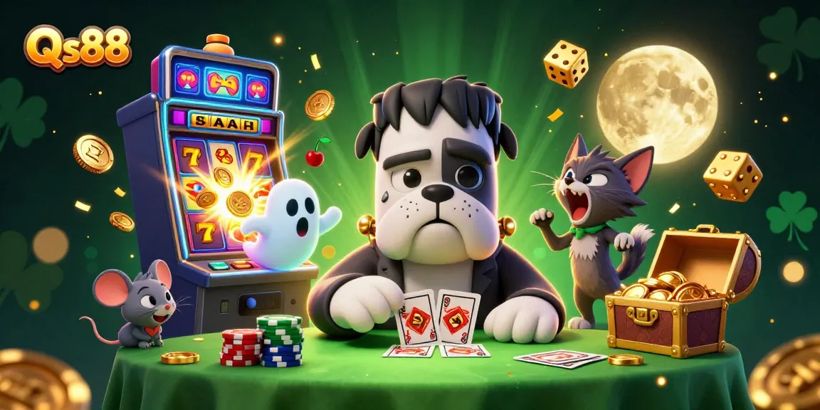 Engage in exciting gameplay at Qs88 with animated characters and vibrant casino elements.