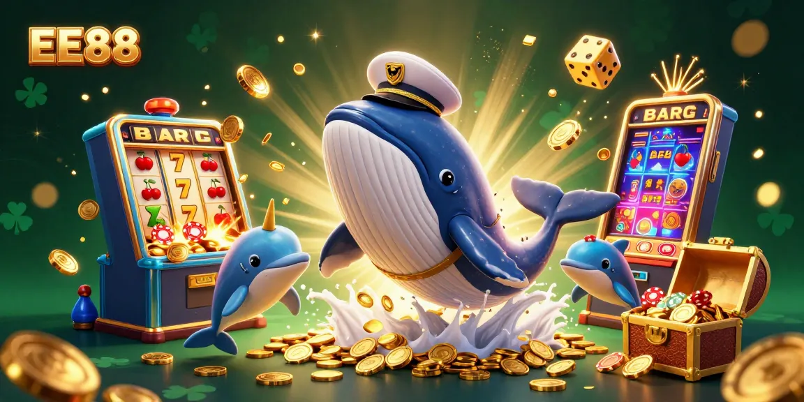 EE88 showcases thrilling casino excitement with a 3D whale breaching in coins and playful dolphins.