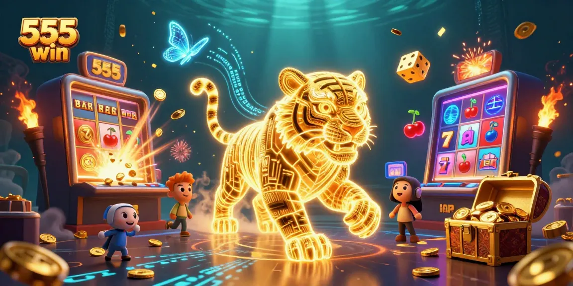 Experience the thrilling 555 win at a digital casino with vibrant symbols and jackpot excitement!