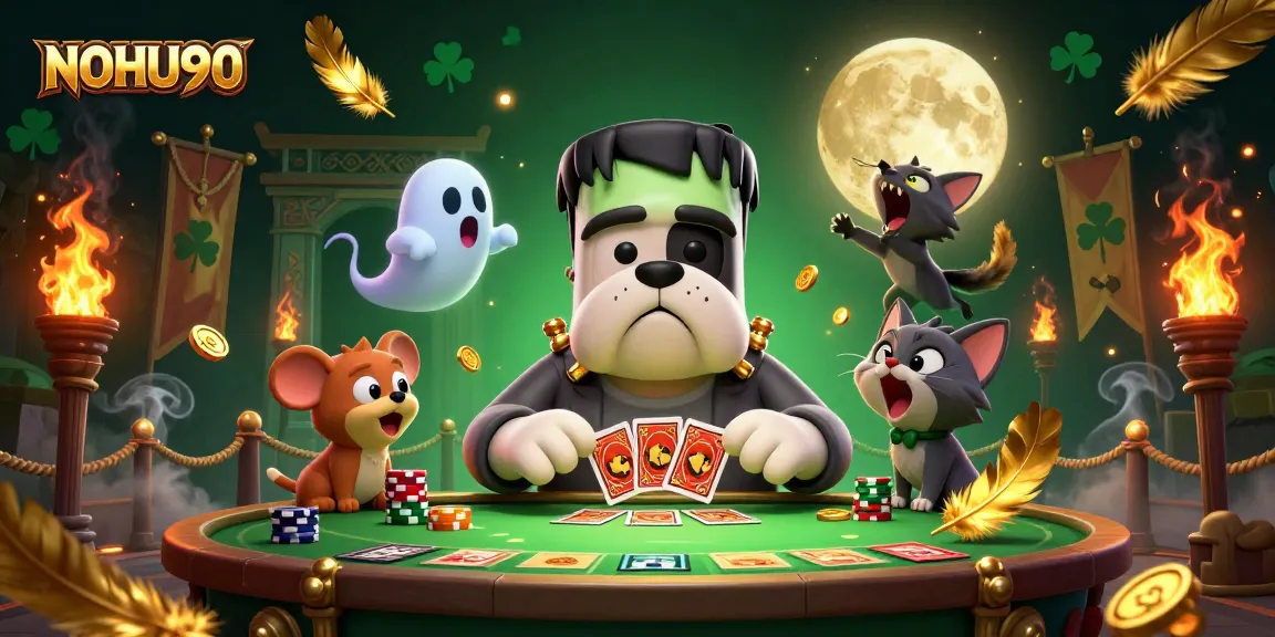 Engage with NOHU90's exciting casino games featuring a unique 3D Frankenstein bulldog dealer!