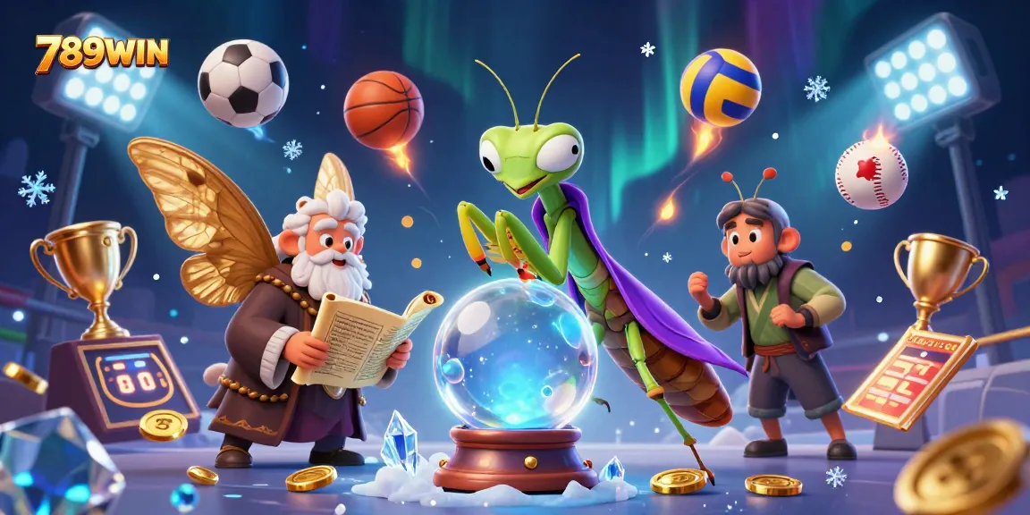 Experience thrilling wins with 789WIN at the vibrant casino scene featuring fortune tellers and sports elements.