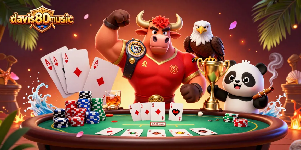 Experience thrilling poker action with davis80smusic's vibrant 3D illustration featuring iconic casino mascots.